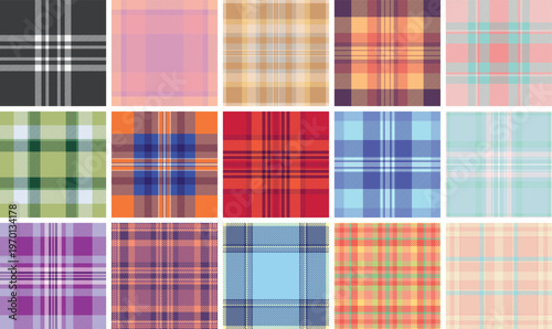 Plaid bundle built for product mockups. Menswear tartan backgrounds enhance presentation. Vector clarity supports realism.