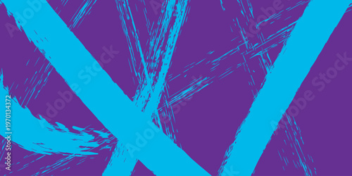 Vibrant purple background with intersecting cyan brush strokes