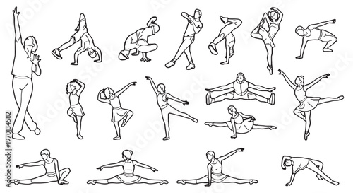 Dance Performance Line Art Characters - Ballet and Folk Dancer Vector Pack