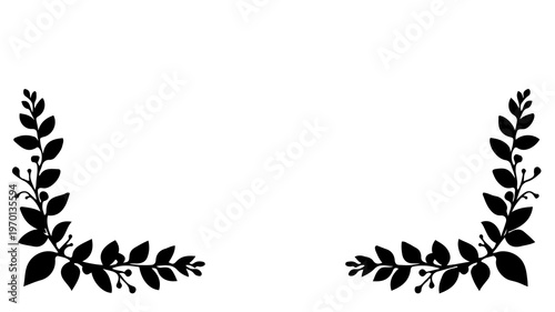 Vector template. Two matching sets of botanical decorative corner elements, featuring lush green leaves, delicate vines, and small white buds. Soft, organic, hand-drawn