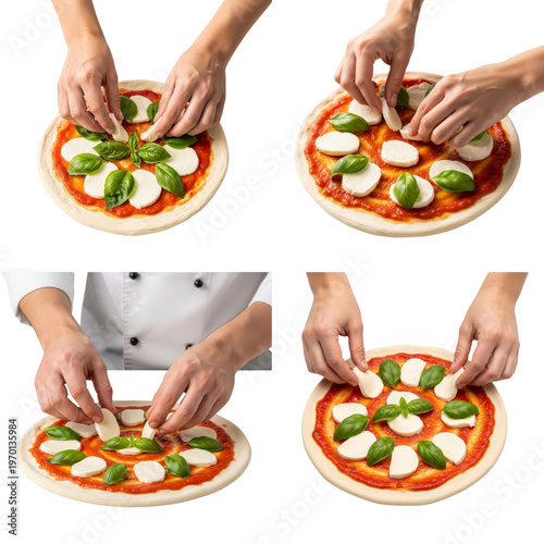 Making pizza margherita step by step collage