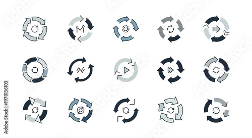 Circular Arrow Icons Set: Cycle, Refresh, Process, Loop, and Workflow Concepts
