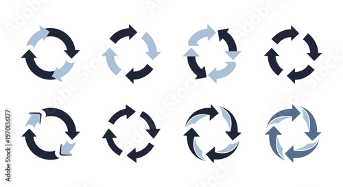Circular Arrow Icons Set for Refresh Reload Cycle Process