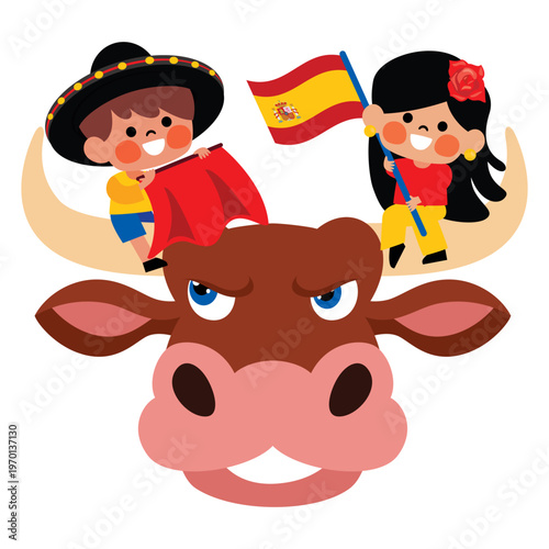 Stop Bullfighting Concept Cartoon Illustration