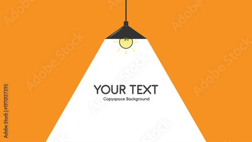Copy space backdrop with a hanging lamp and light in white. Perfect for adding text or graphics for creative projects.