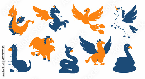 Fantasy Creatures Collection: Dragon, Unicorn, Phoenix, Griffin, and more