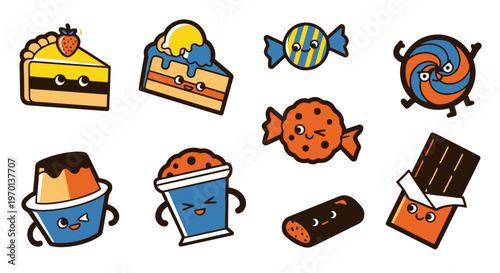 Cute Kawaii Desserts and Candies Collection - Sticker Pack