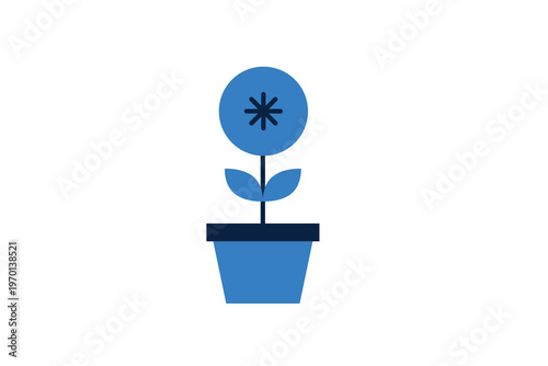Flower pot with a growing plant featuring a financial star symbol.