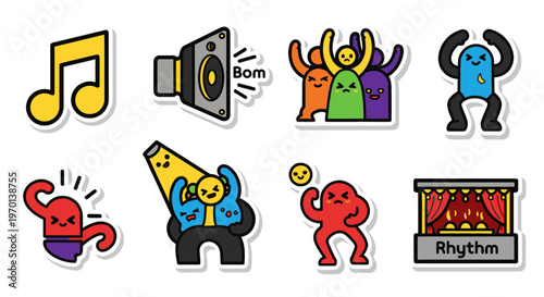 Fun Music and Dancing Sticker Pack: Sound, Party, Rhythm, Celebration