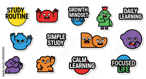 Cute Motivational Stickers for Study and Personal Growth