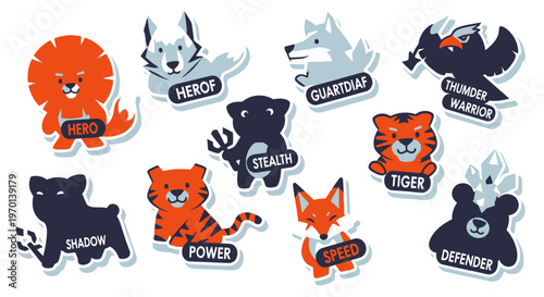 Cute Cartoon Animal Characters with Superpower Titles