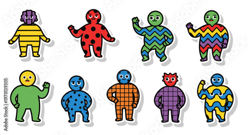 Funny Cartoon Monsters Collection: Colorful Characters with Unique Patterns