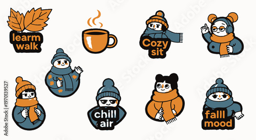 Cute Autumn Stickers: Cozy Fall Vibes, Warm Drinks, and Seasonal Fun