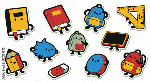 Cute School Supplies Characters Sticker Set - Back to School Kawaii Collection