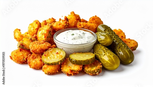 crispy deep fried sliced vegetables with white creamy dip
