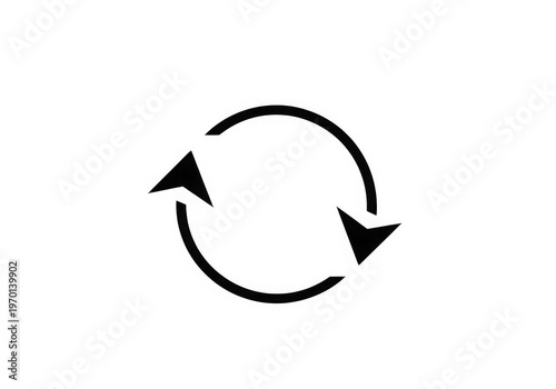 A black circular arrow symbol with two arrowheads