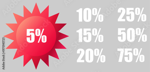  Etiqueta en forma de estrella con texto de descuento destacando promoción.
