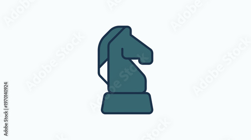 Stylized Teal Chess Knight Piece Isolated on White Background, Symbolizing Strategy and Game Play