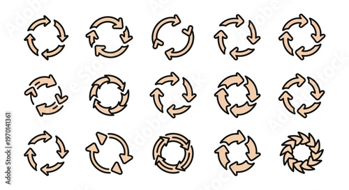 Circular Arrows Icon Set for Refresh, Cycle, Repeat, and Rotation Concepts