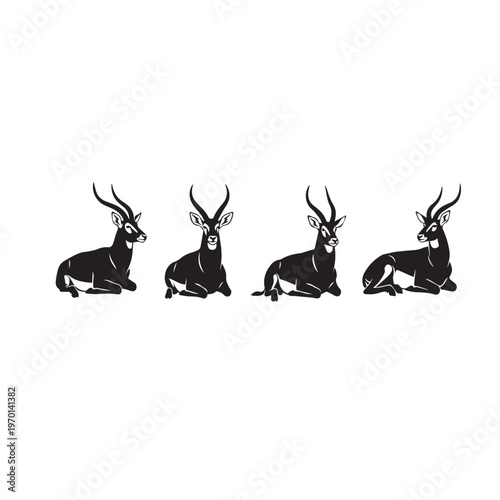 Title 1:

Antelope Sitting Silhouette Set Black and White Vector Illustration

Title 2:

Antelope Resting Silhouette Collection Minimal Wildlife Vector

Title 3:

Antelope Sitting Pose Silhouette Pack