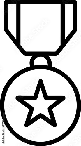 Konstfotografi Military outline vector icon of medal with star, symbol of honor, bravery and recognition
