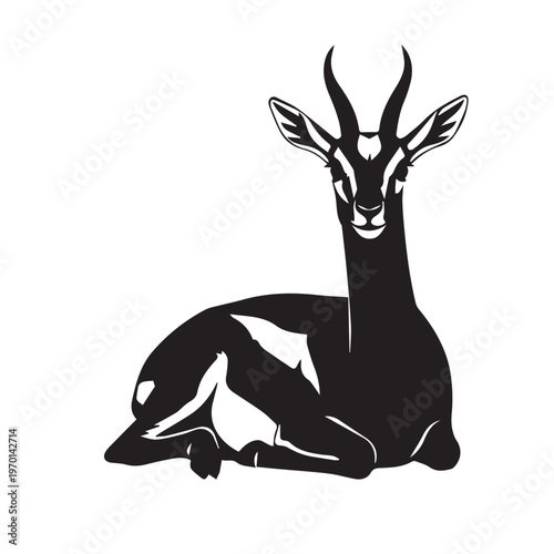 Title 1:

Gazelle Sitting Silhouette Black and White Vector Illustration

Title 2:

Gazelle Resting Silhouette Collection Minimal Wildlife Vector 
Gazelle Sitting Pose Silhouette Pack Black White 