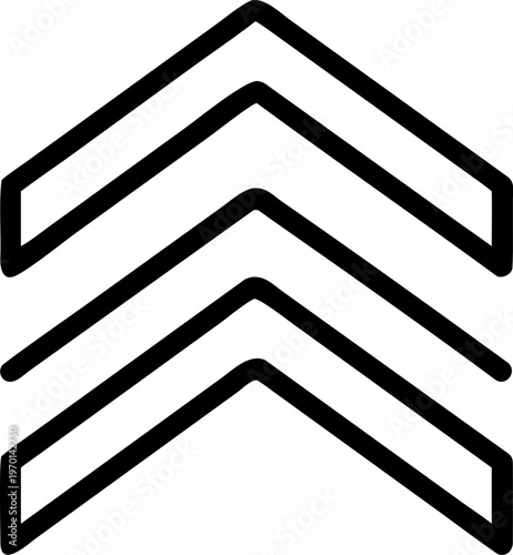 Military outline vector icon of rank insignia chevrons, symbol of hierarchy and command.