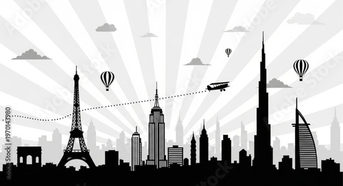 City Skyline with Hot Air.