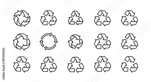 Diverse Recycling Symbols Collection for Eco-Friendly Sustainability and Waste Management