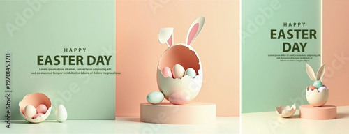 Elegant Easter day background, Decorative happy easter day background for website, social media template