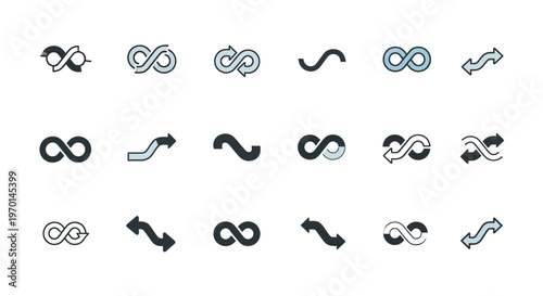 Infinity Loop Arrows Collection: Seamless Cycle and Continuous Flow Icons