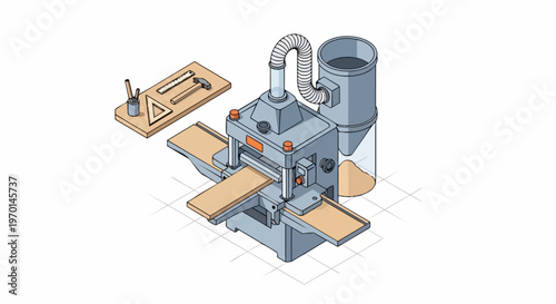 Isometric Woodworking Thickness Planer Machine with Dust Collector and Carpentry Tools