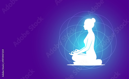 sagoma, donna, silhouette, meditazione, yoga, benessere, relax,  rilassare, la mente,  posizione yoga, 