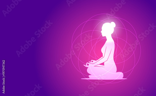 sagoma, donna, silhouette, meditazione, yoga, benessere, relax,  rilassare, la mente,  posizione yoga, 