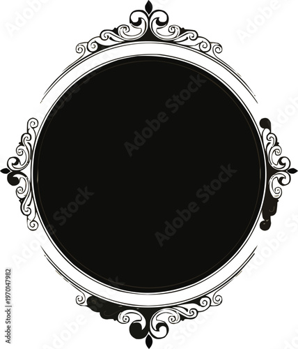 gold ornate frame on black background with antique baroque decorative empty picture border design