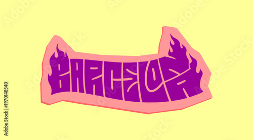Barcelona City Name Written in Bold Graffiti Tag Sticker Style with Vibrant Pink and Yellow Block Lettering for Urban Streetwear and Souvenir Design