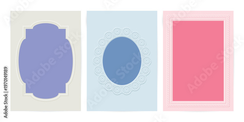 Elegant Embossed Frames. Card Invitation or Photo Frame Vector template.