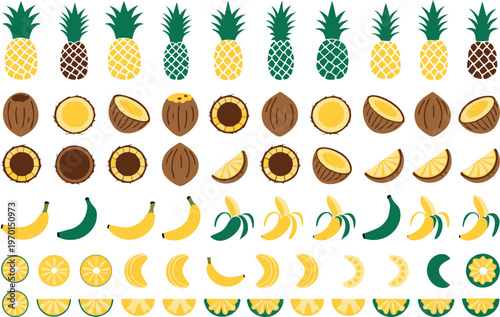 Mango slices fruit and juice vector collection