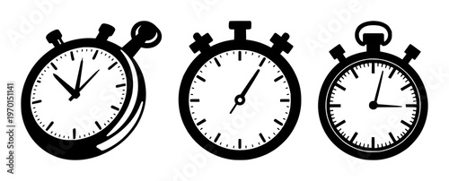 Express delivery stopwatch set with solid black icon on white background featuring stopwatch, express, delivery with traffic light and shipping