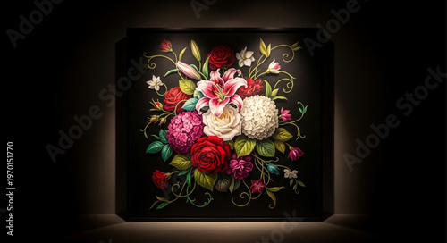 Schilderij op canvas Vibrant Flower Arrangement Closeup.