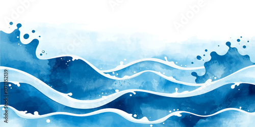 Abstract blue water background with flowing waves and a vector pattern design depicting a serene nature landscape of the sea and ocean