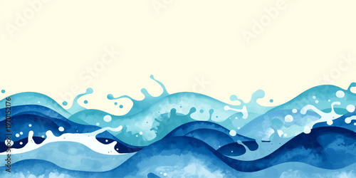 Abstract blue water splash and sea wave vector illustration featuring fresh aqua bubbles and liquid motion on a clean nature backdrop wallpaper