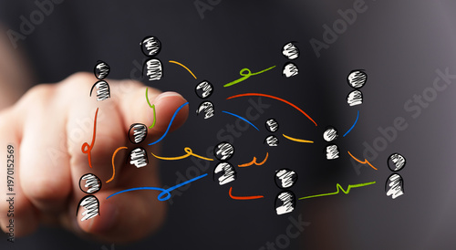 Hand touching digital socia...