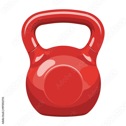 Red kettlebell weight for fitness and strength training isolated on a white background