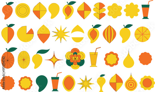 Abstract geometric fruit and drink shapes illustration