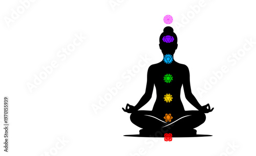 sagoma, donna, silhouette, meditazione, yoga, benessere, relax, rilassare, la mente, posizione yoga, chakra