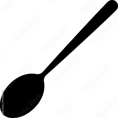 Minimalist, high-quality silhouette vector of a classic spoon transparent PNG. For culinary themes and kitchenware designs. Table spoon symbol. Tea spoon icon.