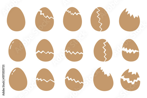 Easter egg icon, vector. Broken Easter egg. Ester eggs shell. Egg shell and egg icon set. Cracked egg vector illustration.