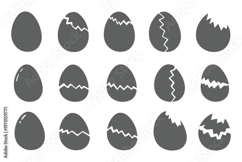 Easter egg icon, vector. Broken Easter egg. Ester eggs shell. Egg shell and egg icon set. Cracked egg vector illustration.