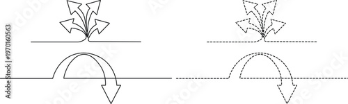 Diagram comparing vector fields and flow lines in different boundary conditions Vector
